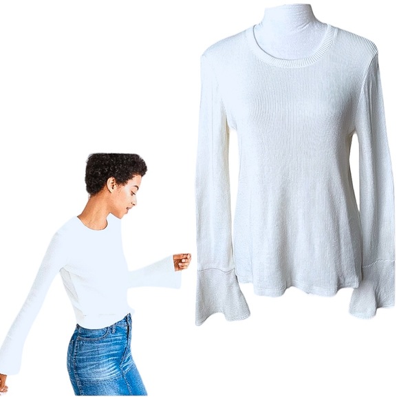 Madewell Tops - Madewell Ruffle-Cuff Ribbed Top